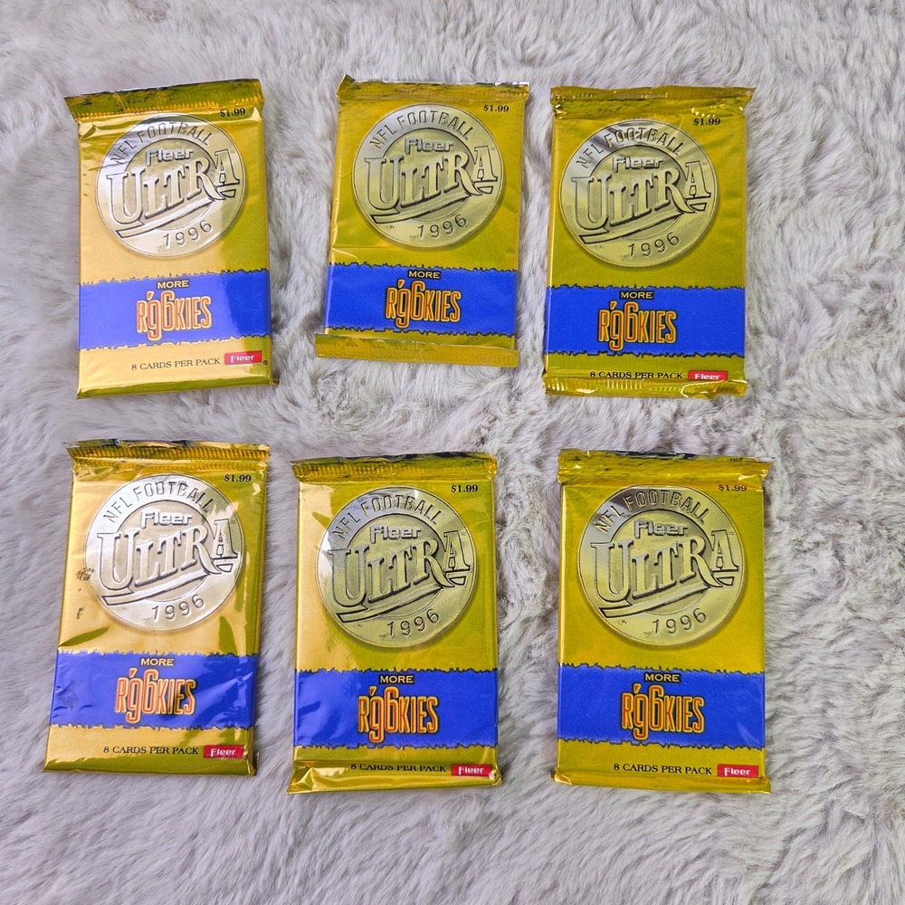 Lot of 6 1996 Fleer Ultra NFL Football Sealed Packs 8 Cards Vintage
